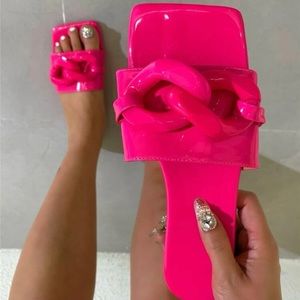 Minimalist Chain Decor Slide Sandals